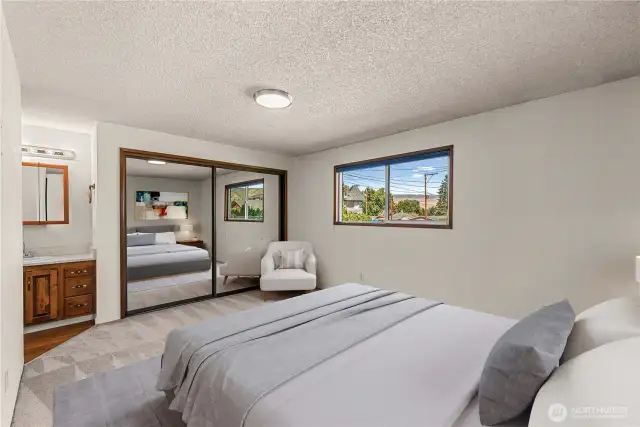 Virtual staged primary bedroom