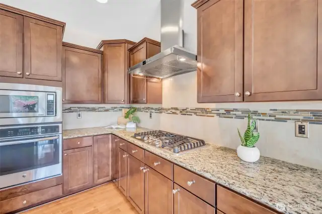 Beautiful granite and stainless steel appliances