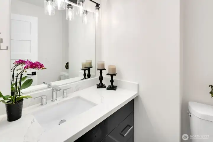 main level powder room off the kitchen
