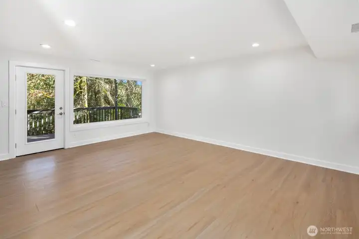 lower level family room with deck access