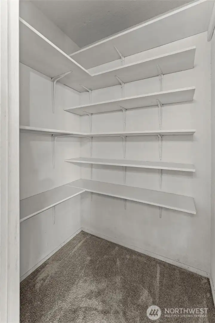 Addjacent door in dining room opens to a large pantry closet, offering excellent storage