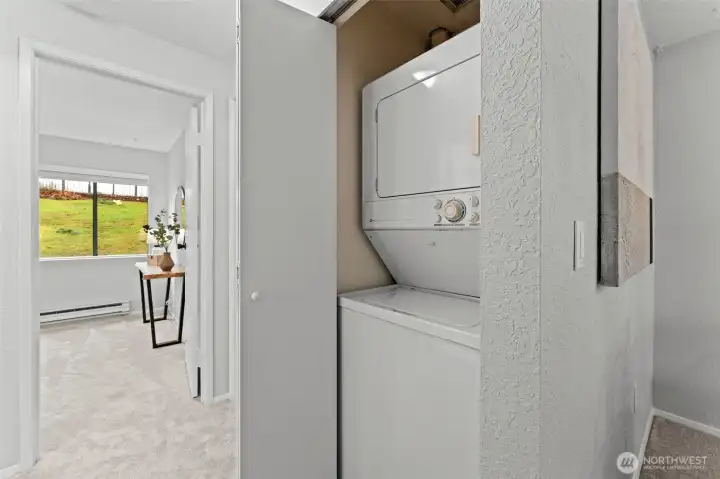 Convenient Stack Washer & Dryer included with sale