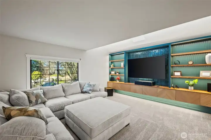 Custom entertainment wall with uplighting!