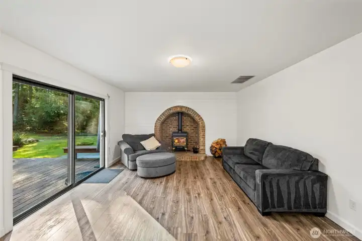 Wood stove provides real warmth and ambiance!
