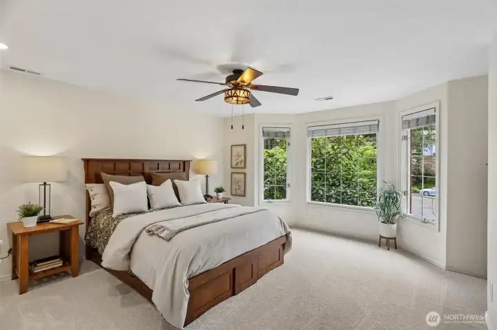Primary suite with expansive windows