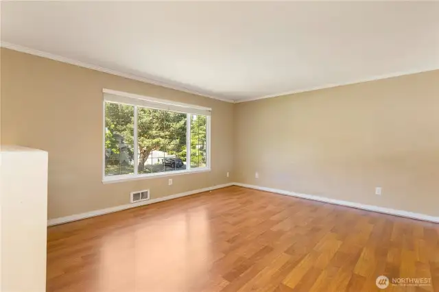 Family room that is open to kitchen ready for entertaining