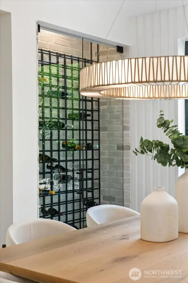 Wine wall in dining room