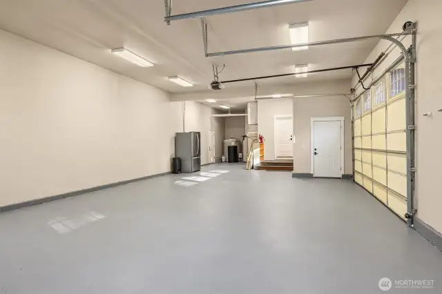 High Efficiency Hydronic floor heating system in the far back corner.  Large 3 car garage with ample room for additional shop space.