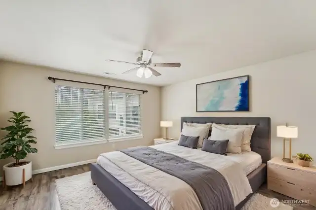 Generous primary suite. Virtually staged.