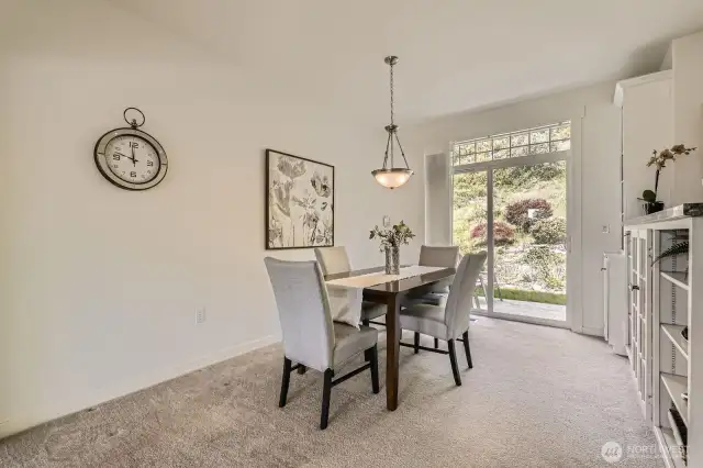 Dining room off kitchen with patio