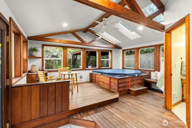 Hot tub room with 3/4 bath