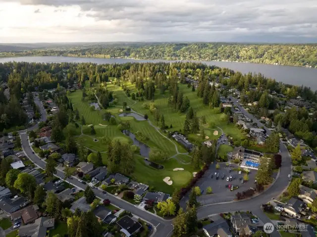 Golf course and club house with pool