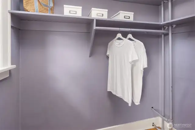 The first of two walk-in closets--this one also has a south-facing window!