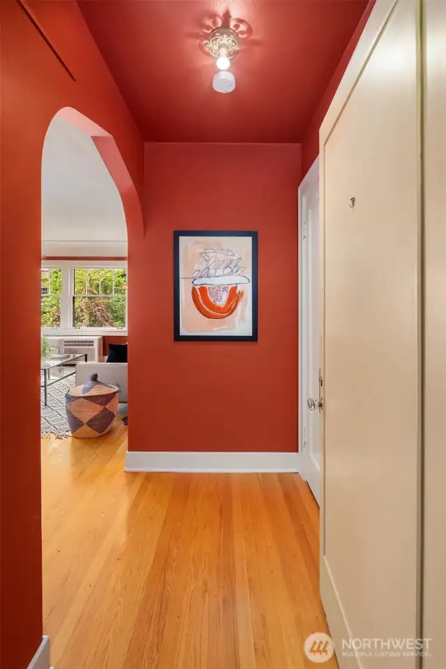 The entryway, with a coat closet immediately to your right.