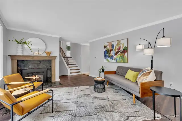Cozy fireplace in living room
