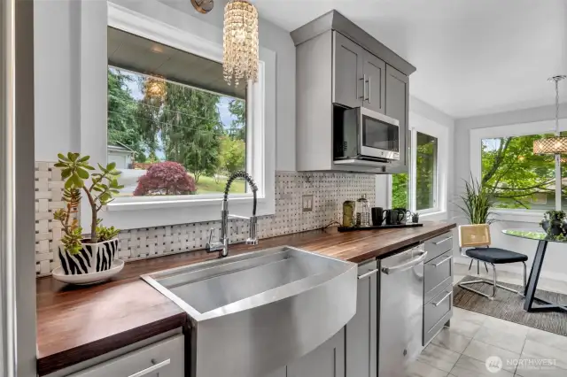 Solid maple cabinets in the kitchen