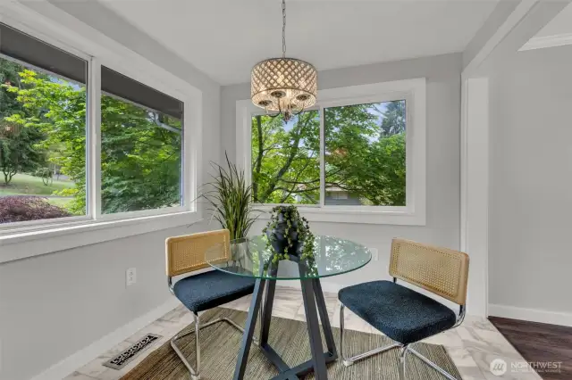 Breakfast nook off kitchen.