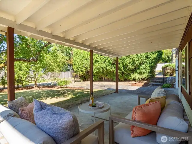 The backyard is really a peaceful retreat.