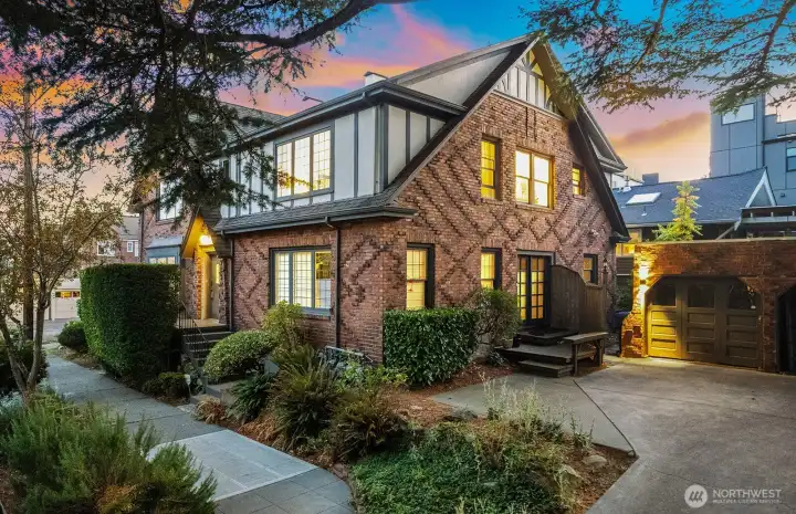 Charming 1927 Tudor-style condo. The unit is located on the second floor (top right in this photo)