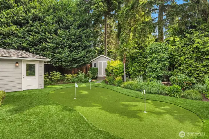 A putting green for leisurely mornings and afternoons.