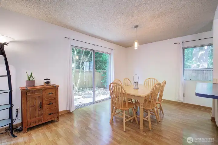 Dining area accesses rear yard