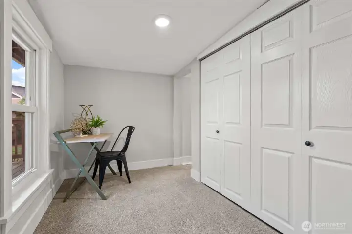 Off the Den, inside the closet is the Laundry Room.