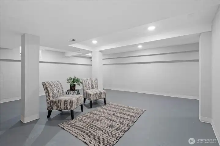 Basement is fully finished with Epoxy floors and bright recessed lighting. Could be Theatre, Gym, Playroom, WFH Office Space and so much more!