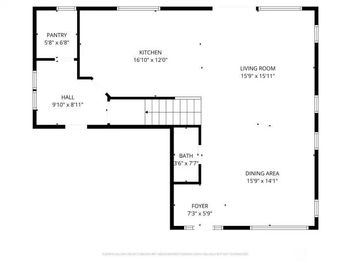 First level floor plan with measurements.