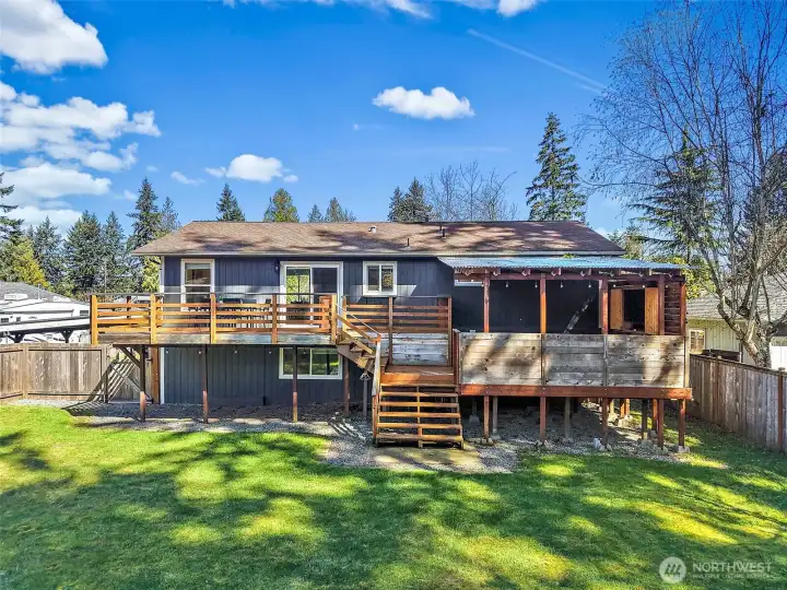 Expansive two tiered deck.