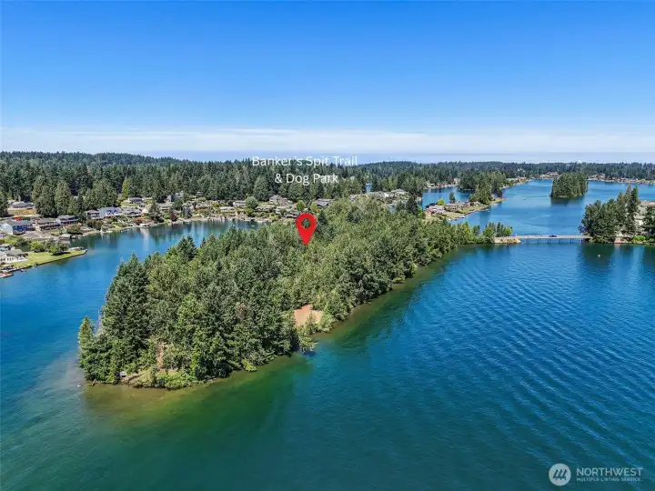 Private community trail and dog park, on the lake!