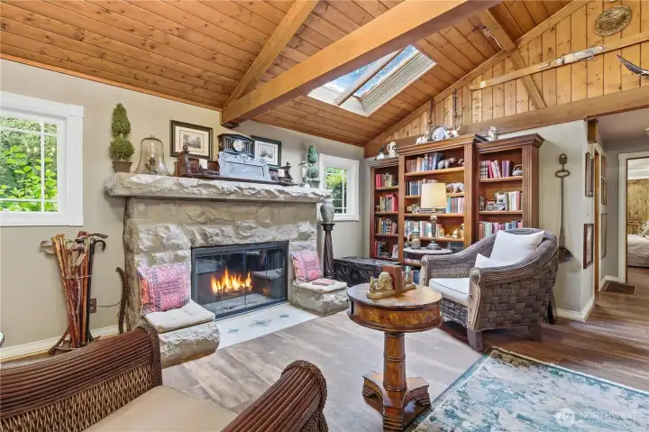One of the many unique features of this home is the beautiful stone fireplace which is the focal point of this room.