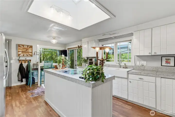 Very functional kitchen enjoys lots of natural light.