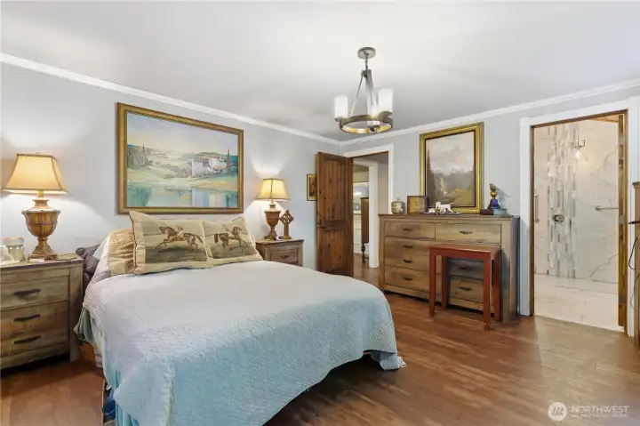 Primary bedroom with walk-in closet.