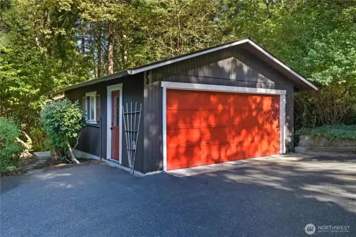 Detached garage and sanctuary room attached.