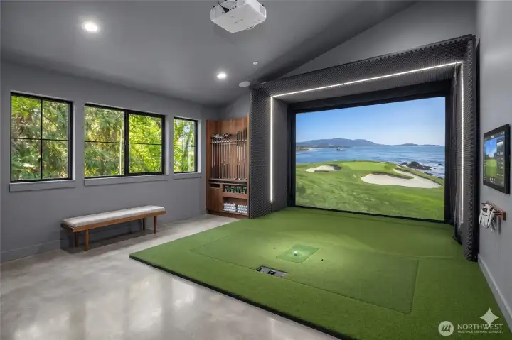 Golf simulator is a rendering to show what can be done in this bonus space.