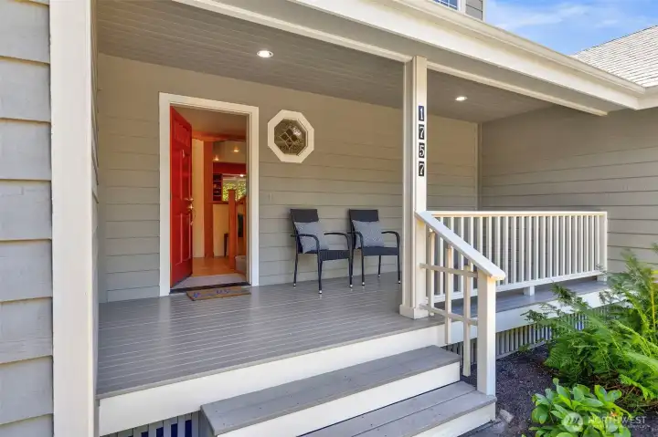 Open, wide front porch