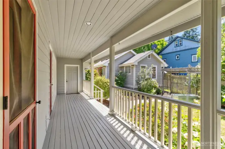 Back porch leads to private garden and studio!