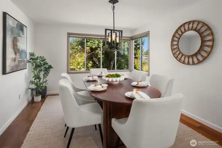 This banquet sized formal dining room is a private delight for entertaining guests or intimate dinners.