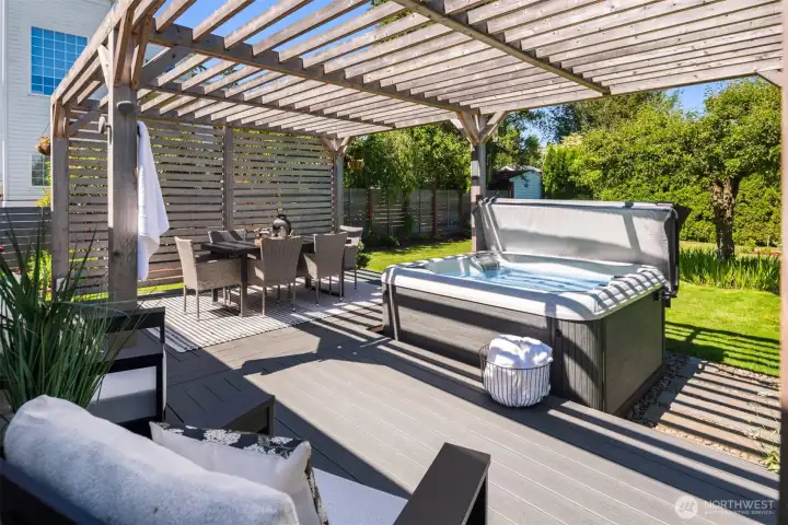 This private setting will beckon you out daily as you gaze out over the manicured backyard that is fully irrigated.