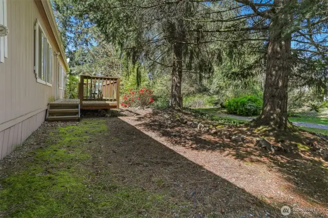 Deck overlooks the community greenbelt