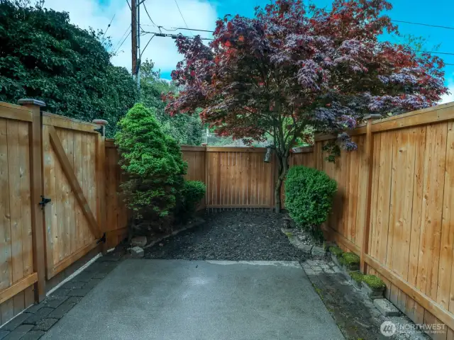 Cute patio, faces east. Fence installed one year ago.