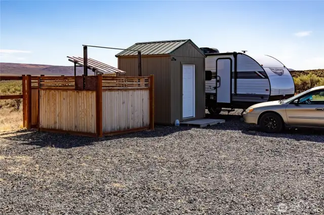 Latrine, Shed. RV parking, shower