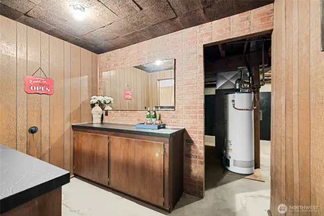 Bar area with door to utility room