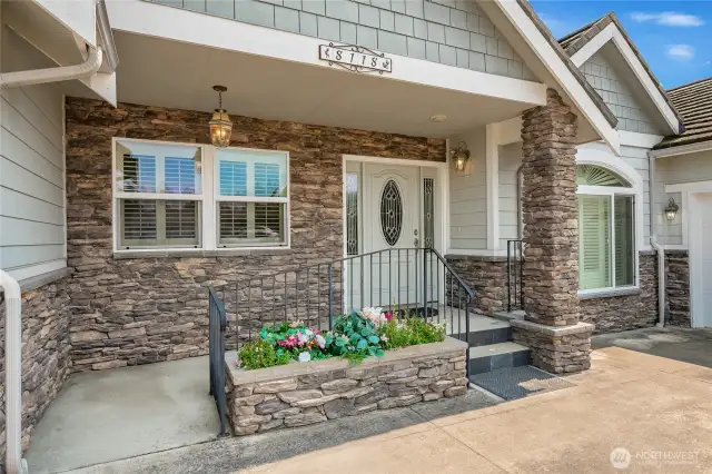 Entry has two steps and or ramp. Hardie siding.