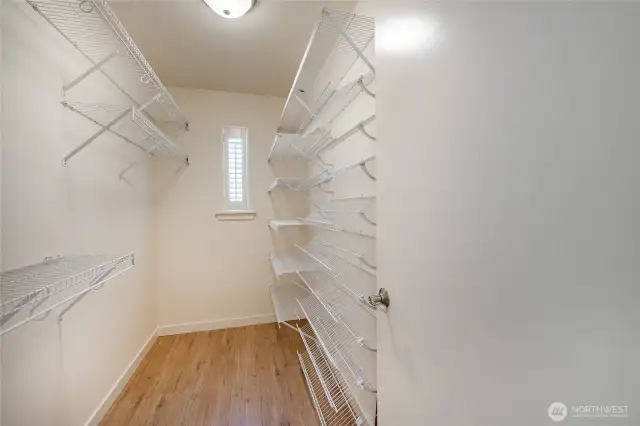 Walk-in closet just outside the waterside guest room.