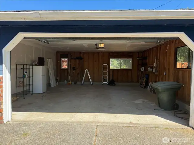 Large two car garage, room for a shop area.