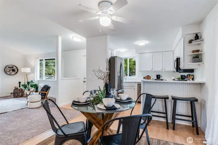 Ceiling fans in the main areas of the house provide extra comfort during summer days.