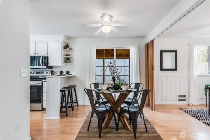 Convenient access to the back yard through the dining area.