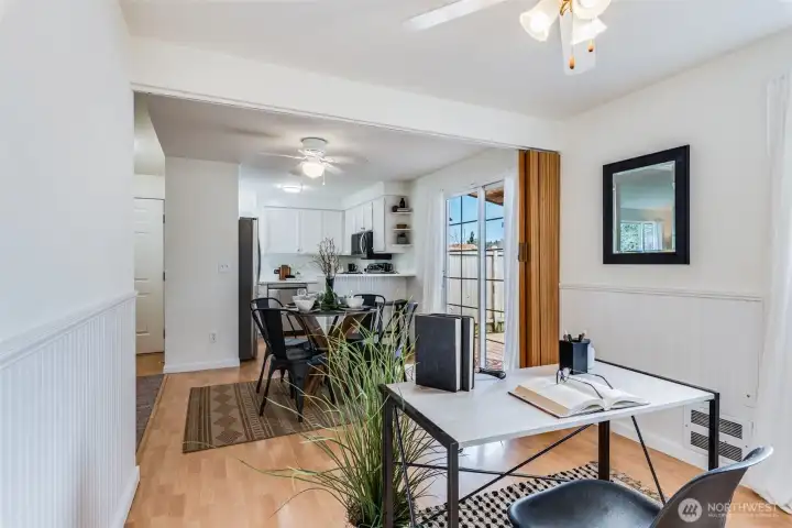 Keep the room open for a bigger dining space or...