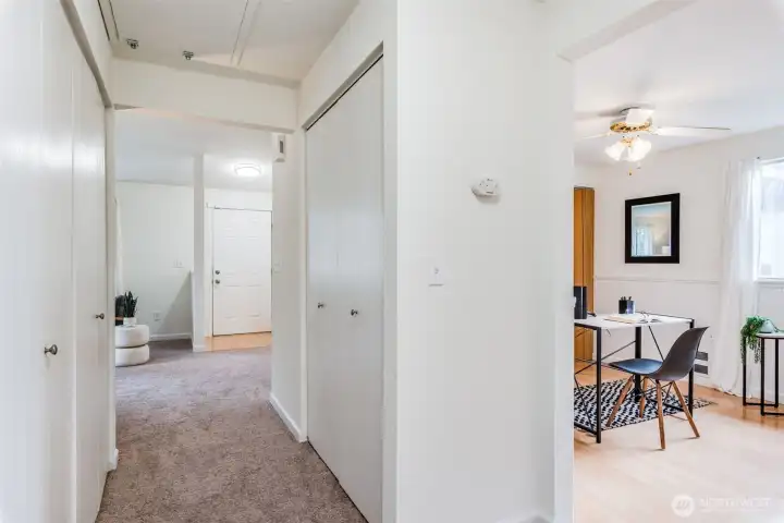 The home also features extra storage space in the attic and a closet in the hallway.